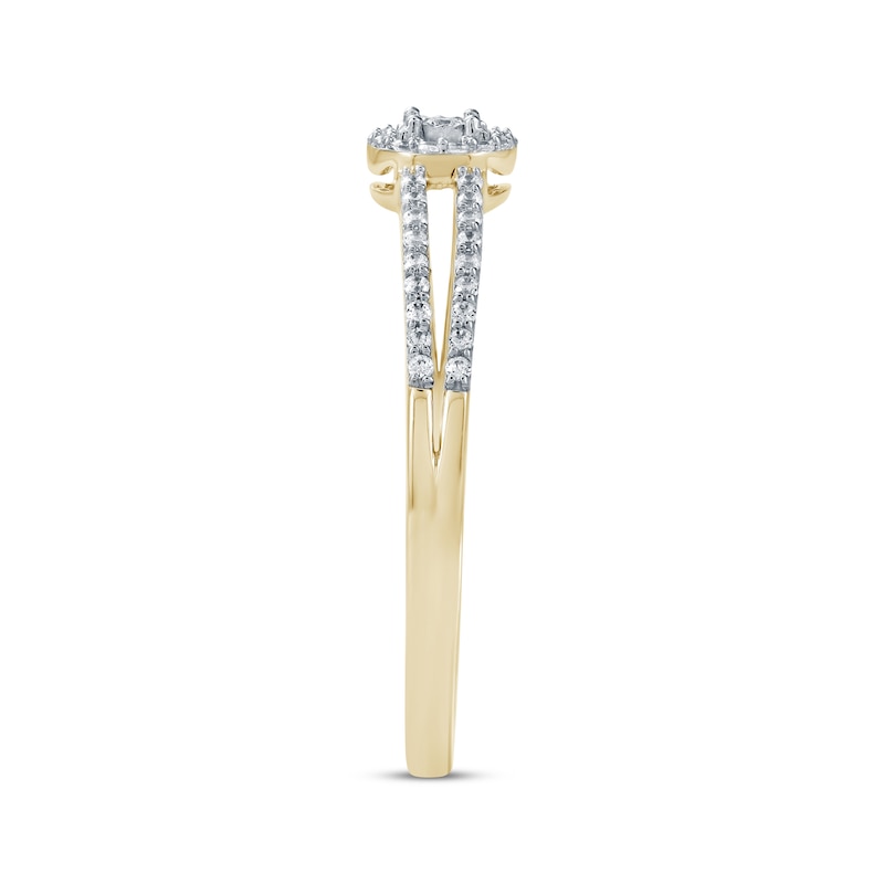 Main Image 3 of Diamond Halo Promise Ring 1/6 ct tw 10K Yellow Gold