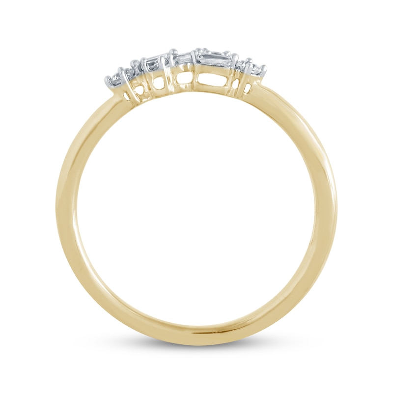 Main Image 4 of Baguette & Round-Cut Diamond Scatter Ring 1/6 ct tw 10K Yellow Gold