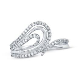 Diamond Swoop Bypass Ring 1/3 ct tw 10K White Gold