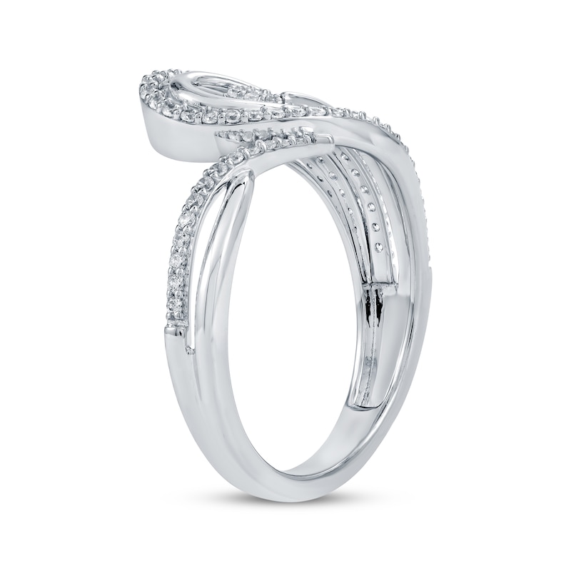 Main Image 2 of Diamond Swoop Bypass Ring 1/3 ct tw 10K White Gold