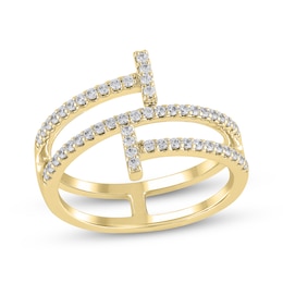 Diamond Spiral Bar Ring 1/3 ct tw 10K Yellow Gold