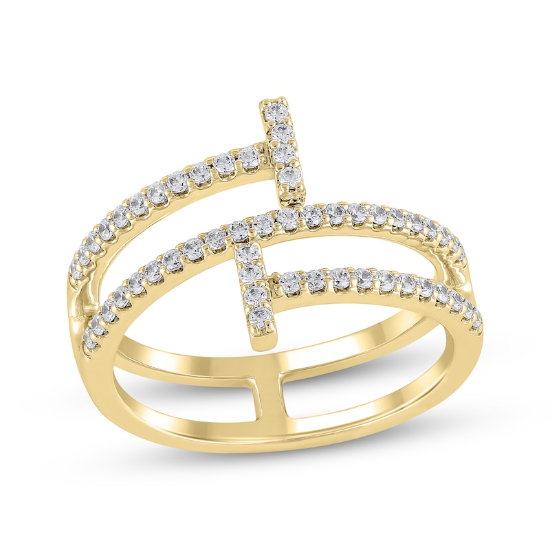 Main Image 1 of Diamond Spiral Bar Ring 1/3 ct tw 10K Yellow Gold