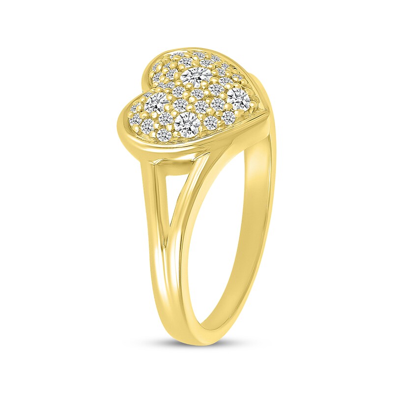 Main Image 2 of Diamond Cobblestone Heart Ring 3/8 ct tw 10K Yellow Gold