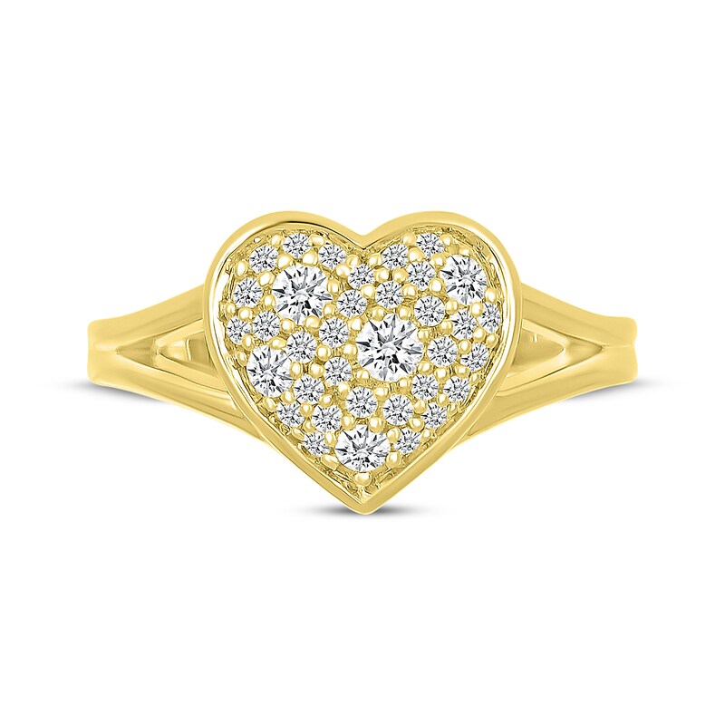 Main Image 4 of Diamond Cobblestone Heart Ring 3/8 ct tw 10K Yellow Gold