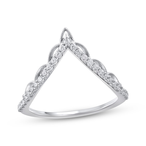 Diamond Scalloped Chevron Ring 1/4 ct tw 10K White Gold