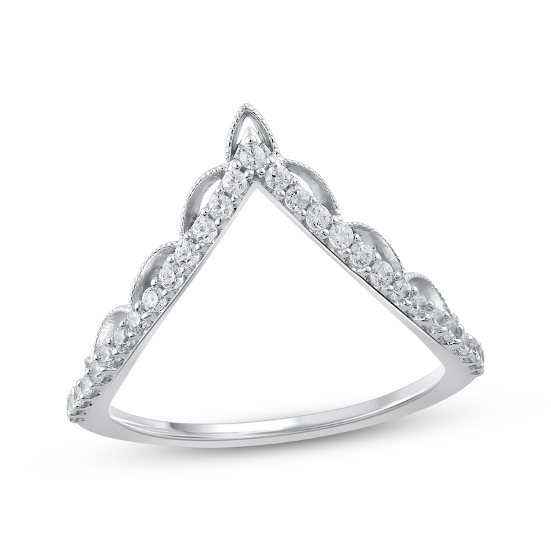 Main Image 1 of Diamond Scalloped Chevron Ring 1/4 ct tw 10K White Gold