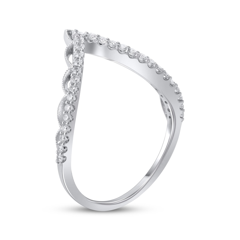 Main Image 2 of Diamond Scalloped Chevron Ring 1/4 ct tw 10K White Gold