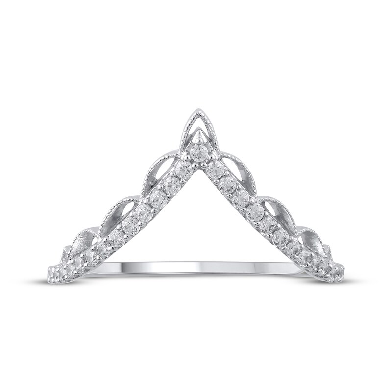 Main Image 3 of Diamond Scalloped Chevron Ring 1/4 ct tw 10K White Gold