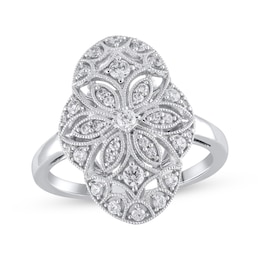 Diamond Art Deco-Inspired Filigree Ring 3/8 ct tw 10K White Gold