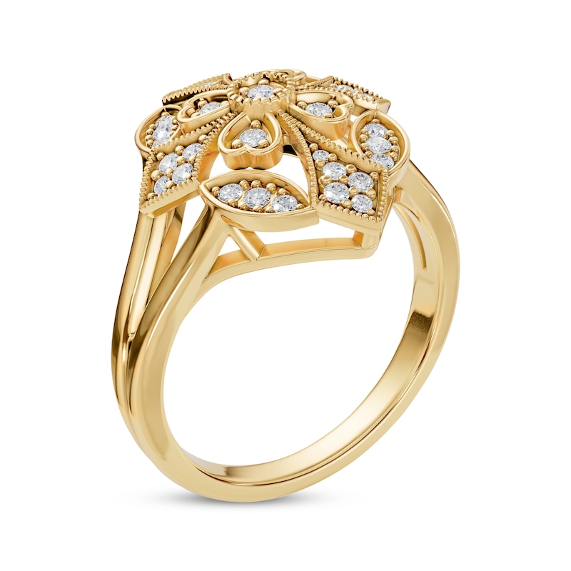 Main Image 2 of Diamond Art Deco-Inspired Filigree Ring 1/4 ct tw 10K Yellow Gold