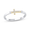 Thumbnail Image 0 of Diamond Bezel Sideways Cross Ring 1/10 ct tw 10K Two-Tone Gold