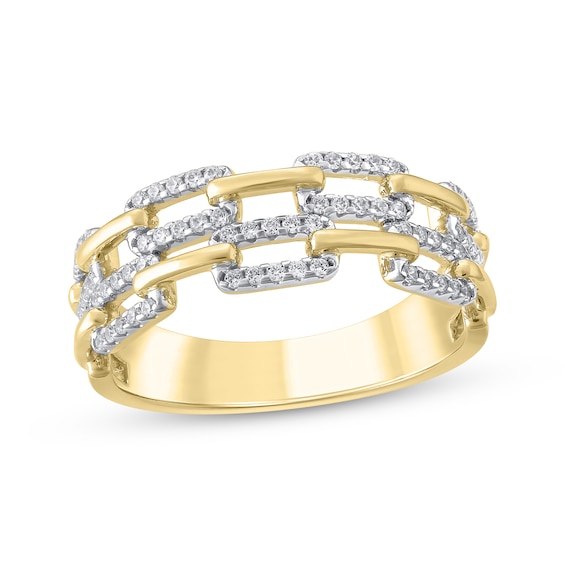 Diamond Chain Link-Style Two-Row Fashion Ring 1/4 ct tw 10K Yellow Gold