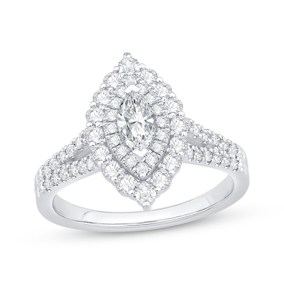 Now + Forever Marquise-Cut Diamond Double Frame Engagement Ring 1 ct tw 14K White Gold