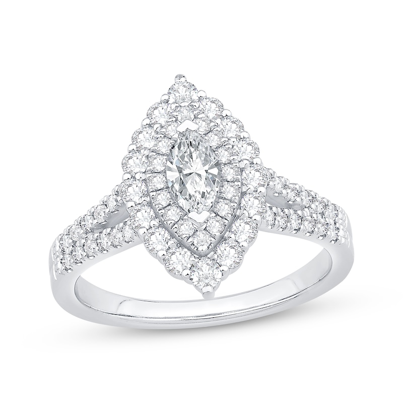 Main Image 1 of Now + Forever Marquise-Cut Diamond Double Frame Engagement Ring 1 ct tw 14K White Gold