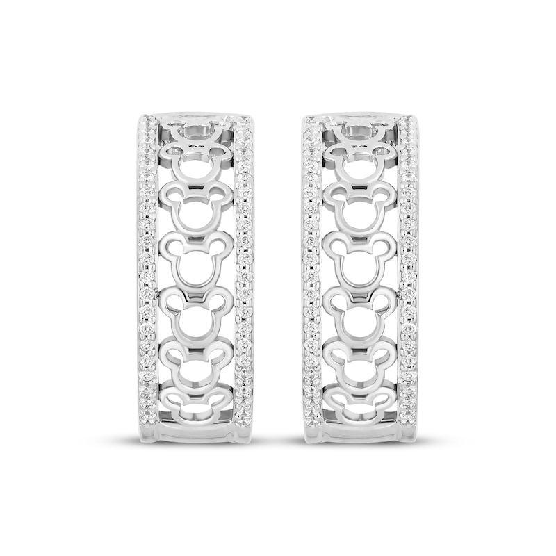 Main Image 2 of Disney Treasures Mickey Mouse Diamond Hoop Earrings 1/4 ct tw Sterling Silver