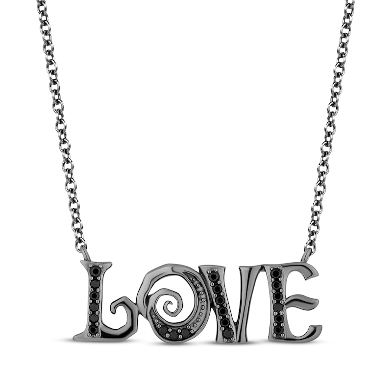 Disney Treasures The Nightmare Before Christmas Black Diamond "Love" Necklace 1/6 ct tw Sterling Silver 18"