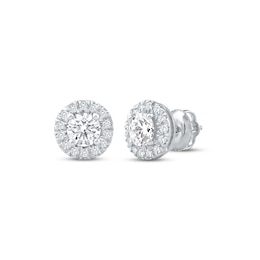 KAY Lab-Grown Diamonds Halo Stud Earrings 1 ct tw 14K White Gold (F/SI2)
