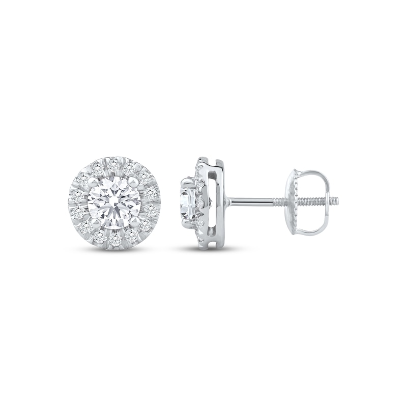 Lab-Created Diamonds by KAY Halo Stud Earrings 1 ct tw 14K White Gold ...