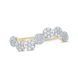 Diamond Wavy Flowers Ring 1/3 ct tw 10K Yellow Gold