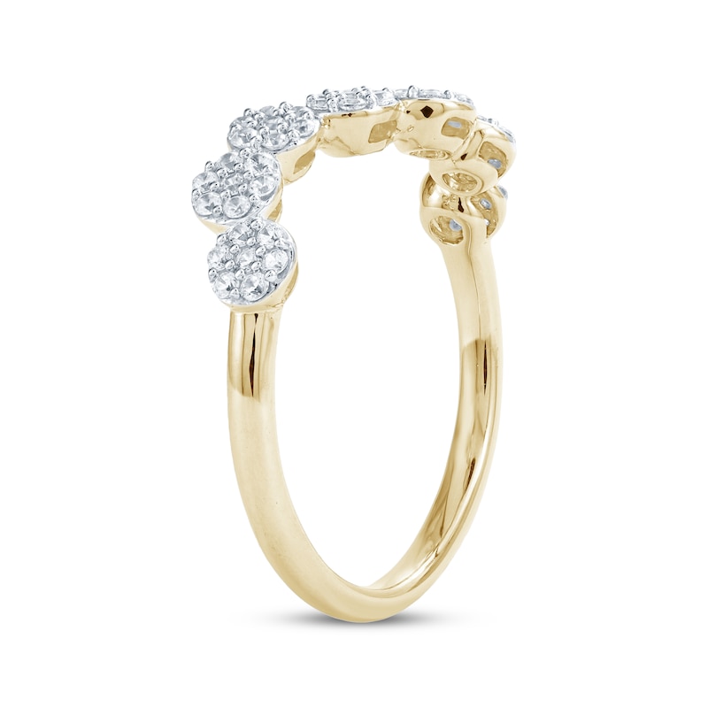 Main Image 3 of Diamond Wavy Flowers Ring 1/3 ct tw 10K Yellow Gold