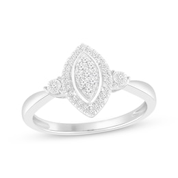 Diamond Marquise Frame Fashion Ring 1/6 ct tw Sterling Silver