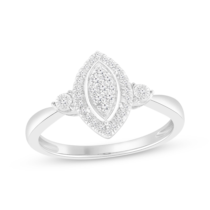 Main Image 1 of Diamond Marquise Frame Fashion Ring 1/6 ct tw Sterling Silver
