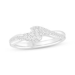 Princess & Round-Cut Diamond Bypass Promise RIng 1/4 ct tw Sterling Silver