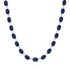 Thumbnail Image 1 of Oval-Cut Blue Lab-Created Sapphire & White Lab-Created Sapphire Tennis Necklace Sterling Silver 17&quot;