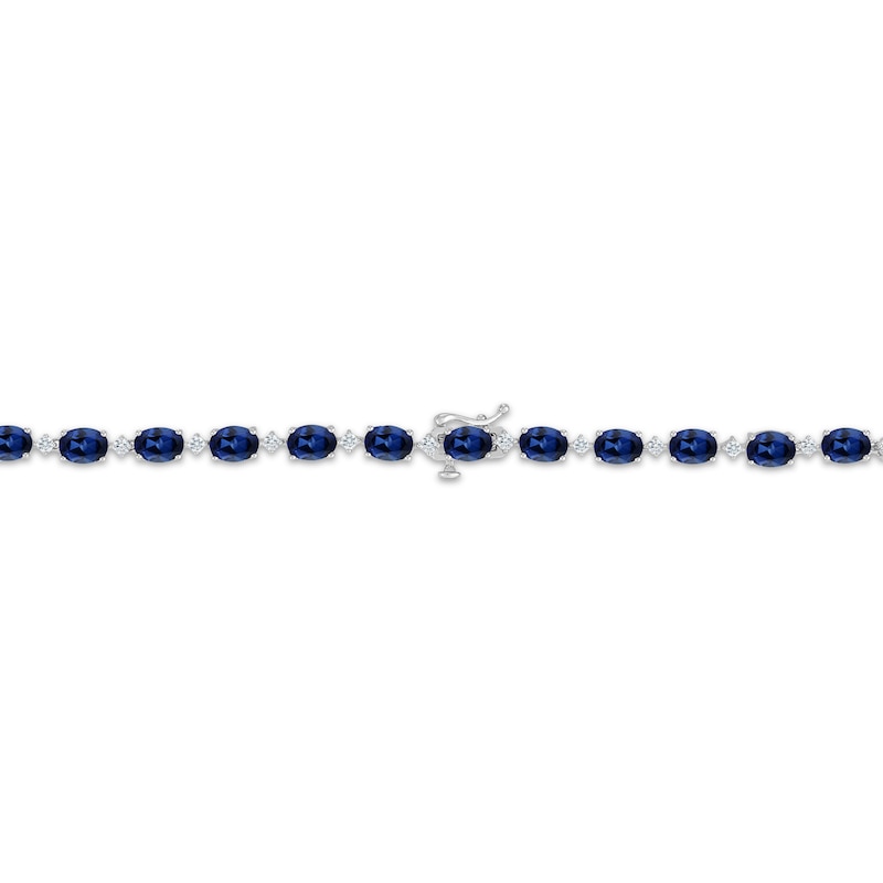 Main Image 2 of Oval-Cut Blue Lab-Created Sapphire & White Lab-Created Sapphire Tennis Necklace Sterling Silver 17&quot;