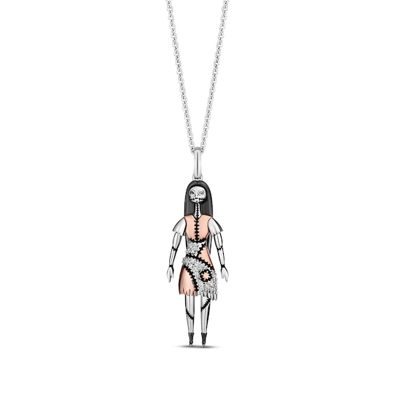Disney Treasures The Nightmare Before Christmas "Sally" Diamond Necklace 1/20 ct tw Sterling Silver & 10K Rose Gold