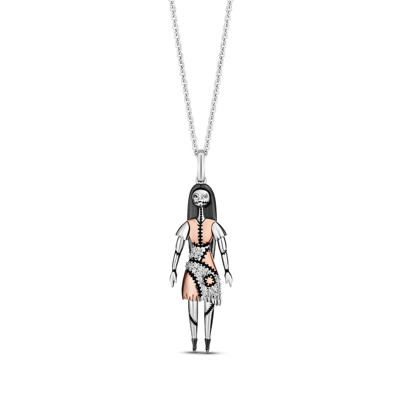 Main Image 1 of Disney Treasures The Nightmare Before Christmas &quot;Sally&quot; Diamond Necklace 1/20 ct tw Sterling Silver & 10K Rose Gold