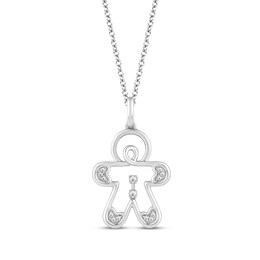 Hallmark Diamonds Gingerbread Man Necklace 1/20 ct tw Sterling Silver 18"