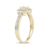 Thumbnail Image 2 of Multi-Diamond Center Cushion Halo Promise Ring 1/5 ct tw 10K Yellow Gold