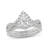 Thumbnail Image 1 of THE LEO Ideal Cut Diamond Pear-Shaped Halo Bridal Set 1-1/8 ct tw 14K White Gold
