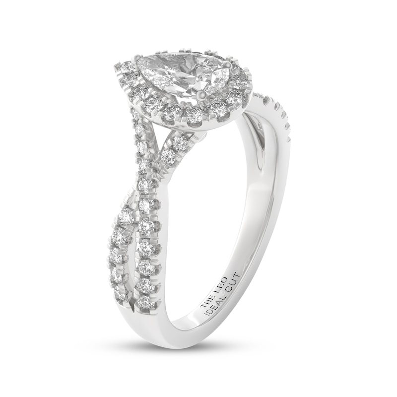 Main Image 2 of THE LEO Ideal Cut Diamond Pear-Shaped Halo Engagement Ring 1 ct tw 14K White Gold