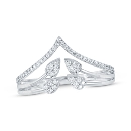 Multi-Diamond Teardrop Chevron Ring 1/4 ct tw 10K White Gold