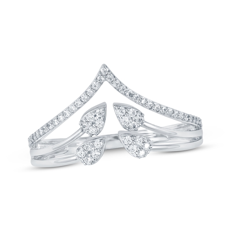 Main Image 1 of Multi-Diamond Teardrop Chevron Ring 1/4 ct tw 10K White Gold