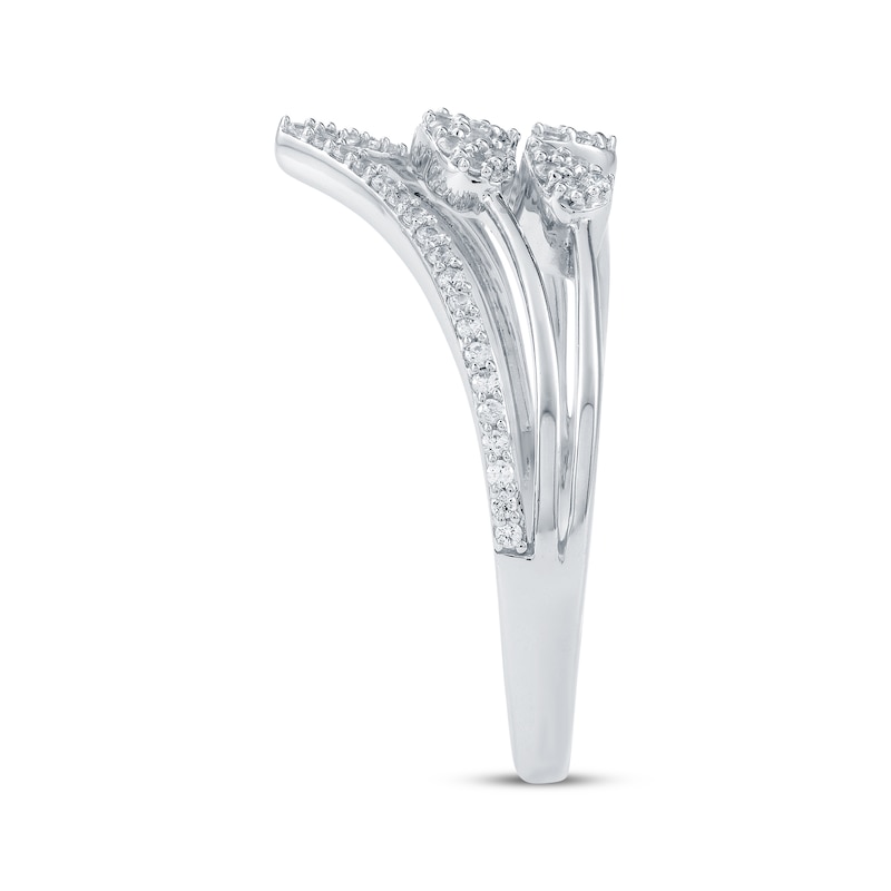 Main Image 3 of Multi-Diamond Teardrop Chevron Ring 1/4 ct tw 10K White Gold