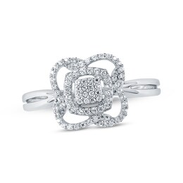 Multi-Diamond Center Twist Frame Fashion Ring 1/4 ct tw 10K White Gold