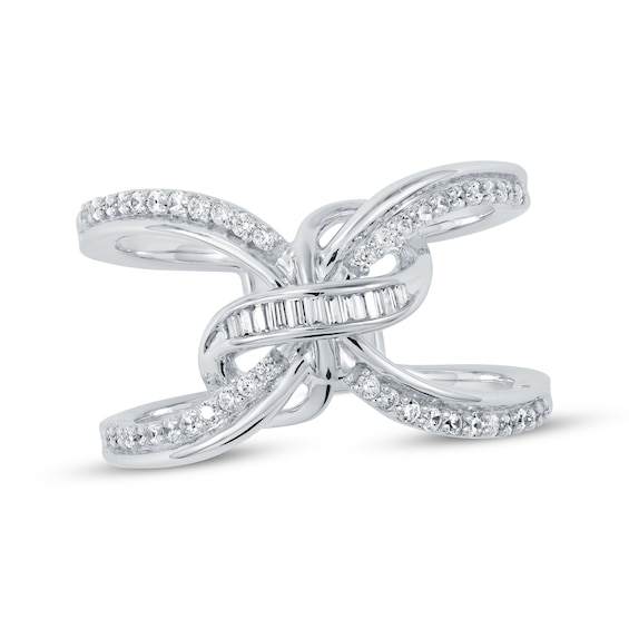 Baguette & Round-Cut Diamond Infinity Swirl Ring 1/3 ct tw 10K White Gold