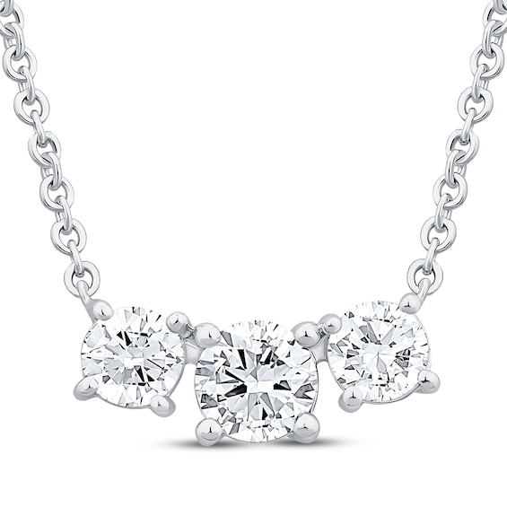 Memories Moments Magic Lab-Grown Diamonds Three-Stone Necklace 1-1/2 ct tw 14K White Gold 18"