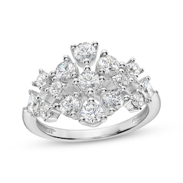 Princess & Round-Cut Diamond Scatter Fashion Ring 1-1/2 ct tw 14K White Gold