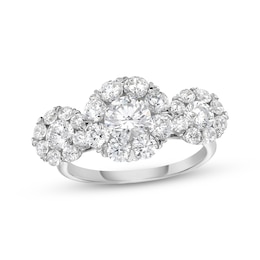Diamond Three-Stone Halo Fashion Ring 2-1/2 ct tw 14K White Gold