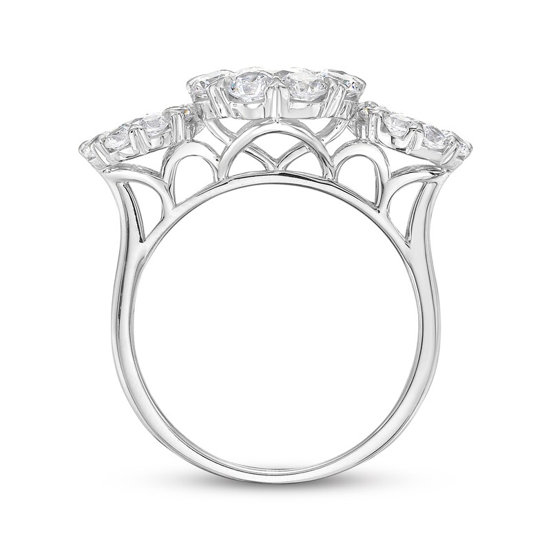 Main Image 3 of Diamond Three-Stone Halo Fashion Ring 2-1/2 ct tw 14K White Gold