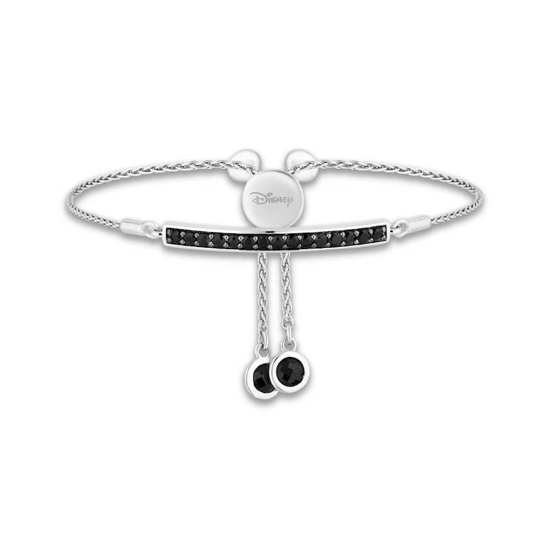 Disney Treasures Mickey Mouse Black Onyx & Diamond Bolo Bracelet 1/20 ct tw Sterling Silver