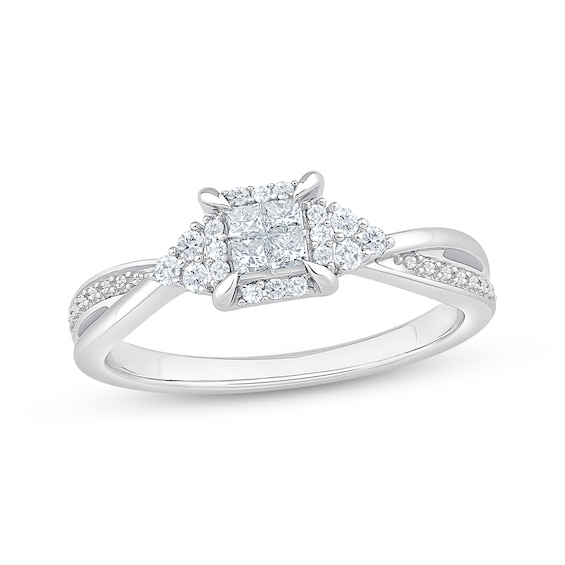 Princess-Cut Diamond Quad Promise Ring 1/4 ct tw 10K White Gold