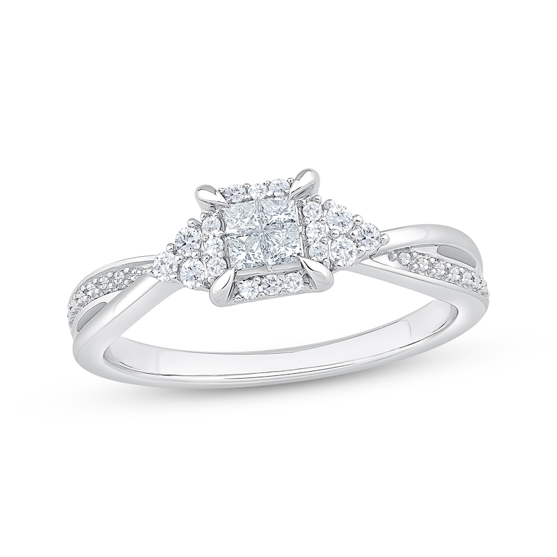 Main Image 1 of Princess-Cut Diamond Quad Promise Ring 1/4 ct tw 10K White Gold