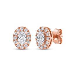 KAY Lab-Grown Diamonds Oval-Cut Halo Stud Earrings 3/4 ct tw 10K Rose Gold