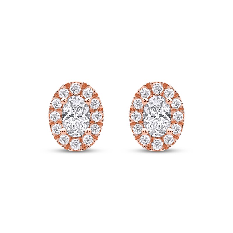 Main Image 2 of KAY Lab-Grown Diamonds Oval-Cut Halo Stud Earrings 3/4 ct tw 10K Rose Gold