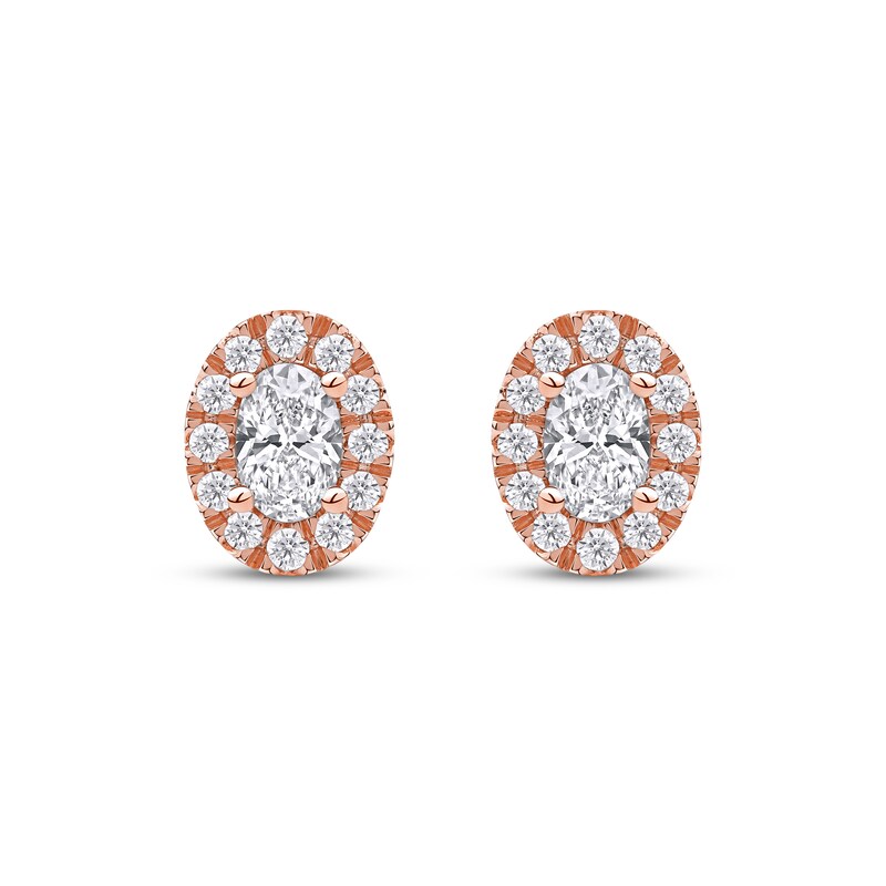 Lab-Created Diamonds by KAY Oval-Cut Halo Stud Earrings 3/4 ct tw 10K Rose Gold